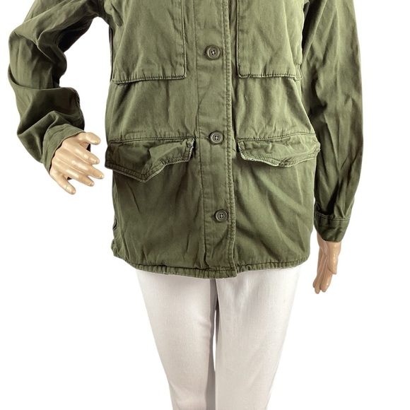 Topshop Utility Cotton Military Jacket Army Green Size 4 - Picture 3 of 7